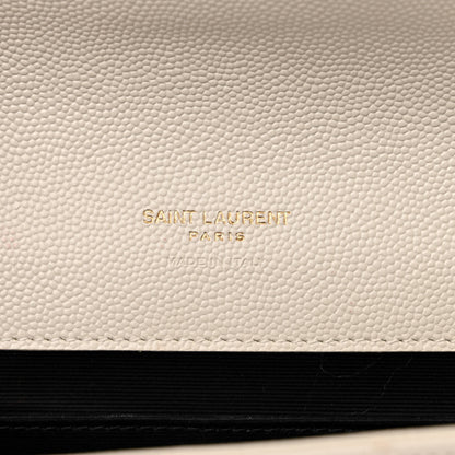 Saint Laurent Grain De Poudre Textured Mixed Matelasse Triquilt Monogram Clutch Blanc Vintage 6 of 7