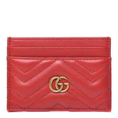 Gucci Calfskin Matelasse GG Marmont Card Holder Hibiscus Red 1 of 8