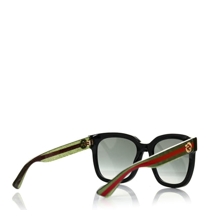 Gucci Acetate Square Frame Web Glitter Sunglasses GG0034S Black Green 4 of 4