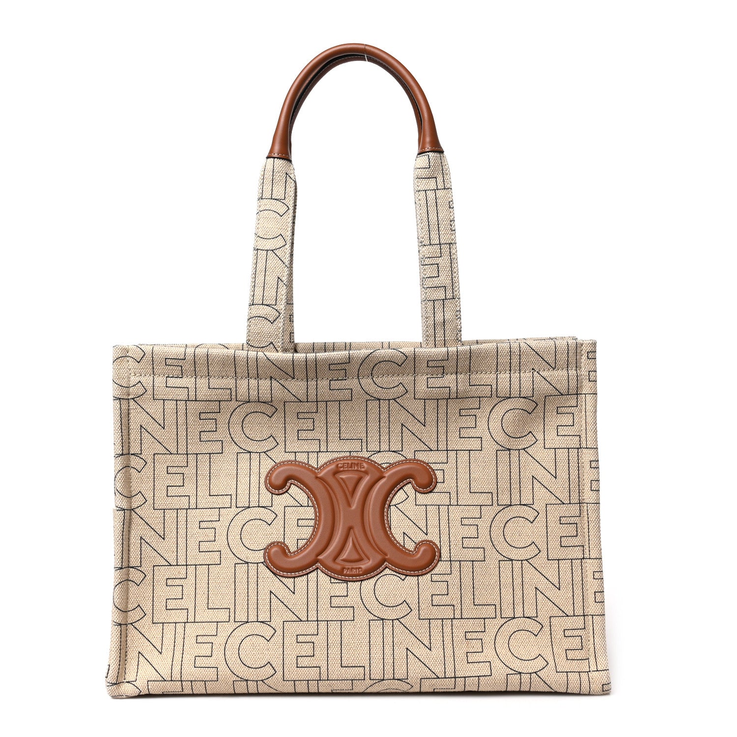 Celine Canvas Calfskin Triomphe Large Cabas Thais Natural Tan 1 of 8