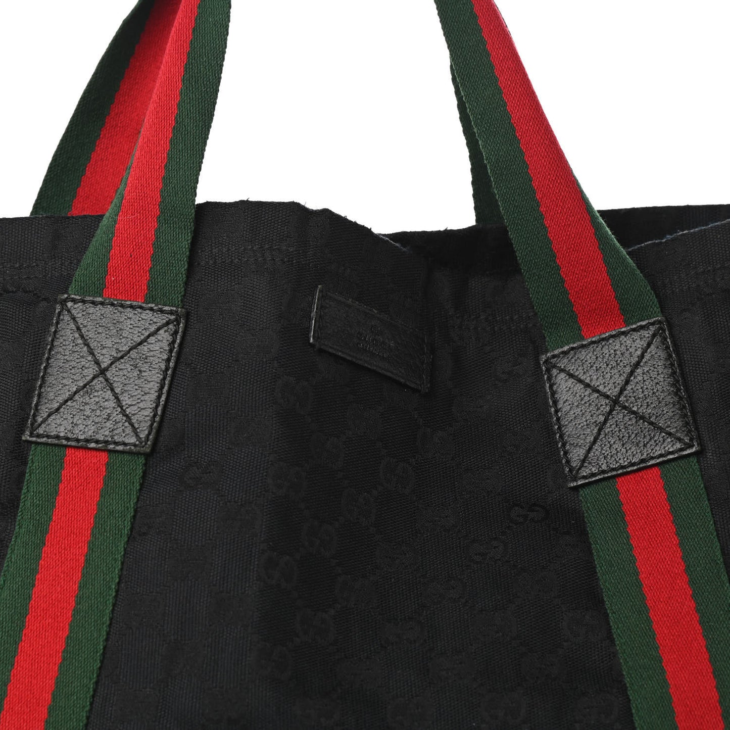 GG Monogram Medium Web Handle Vertical Tote Black