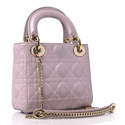 Christian Dior Metallic Calfskin Cannage Mini Lady Dior Pink 2 of 15