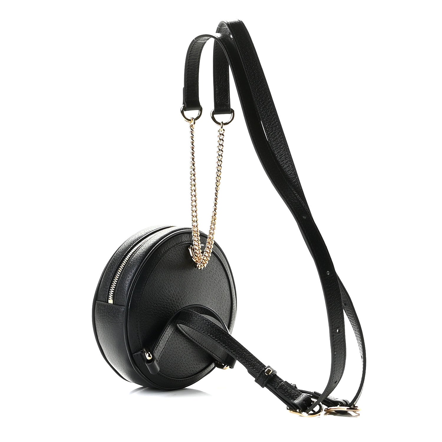 Gucci Grained Calfskin Web Mini Ophidia Round Backpack Black 2 of 9