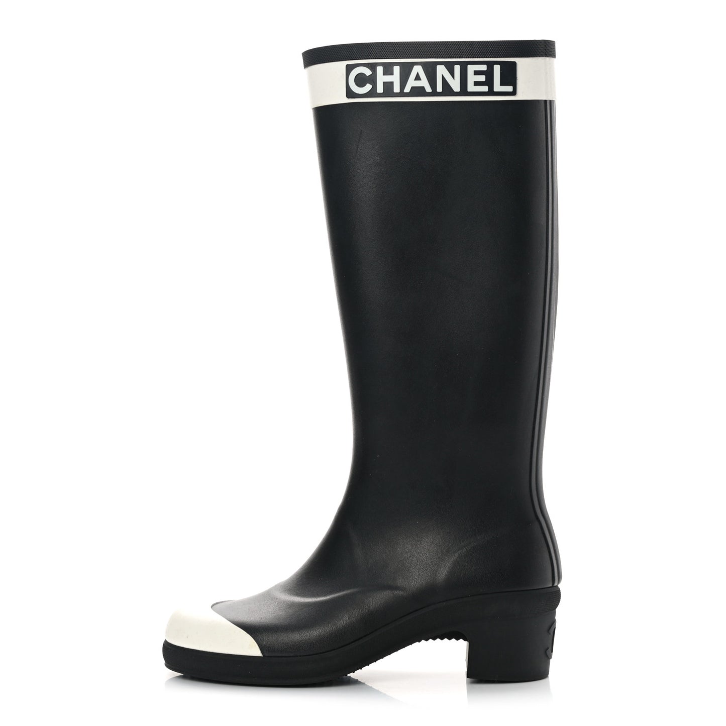 Rubber Logo Rain Boots 40 Black White