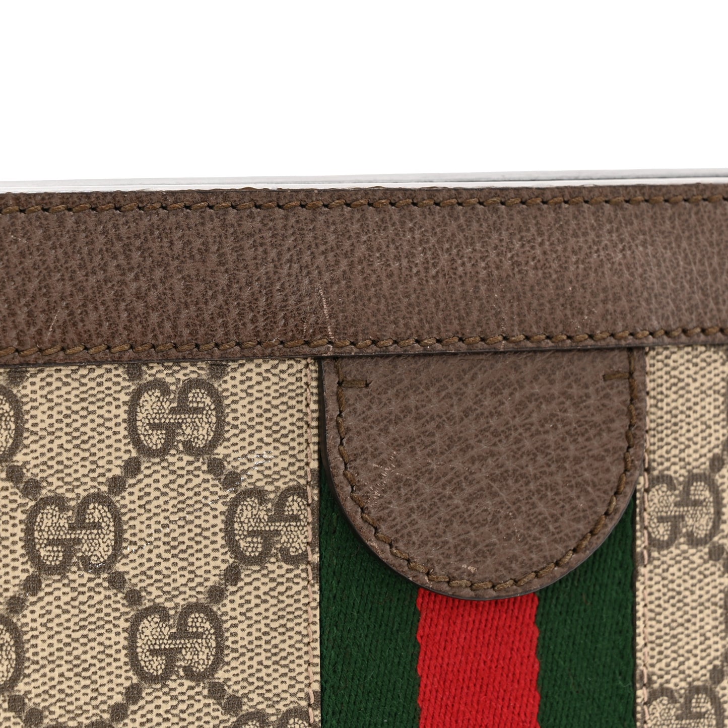 GG Supreme Monogram Web Medium Ophidia Chain Shoulder Bag Brown
