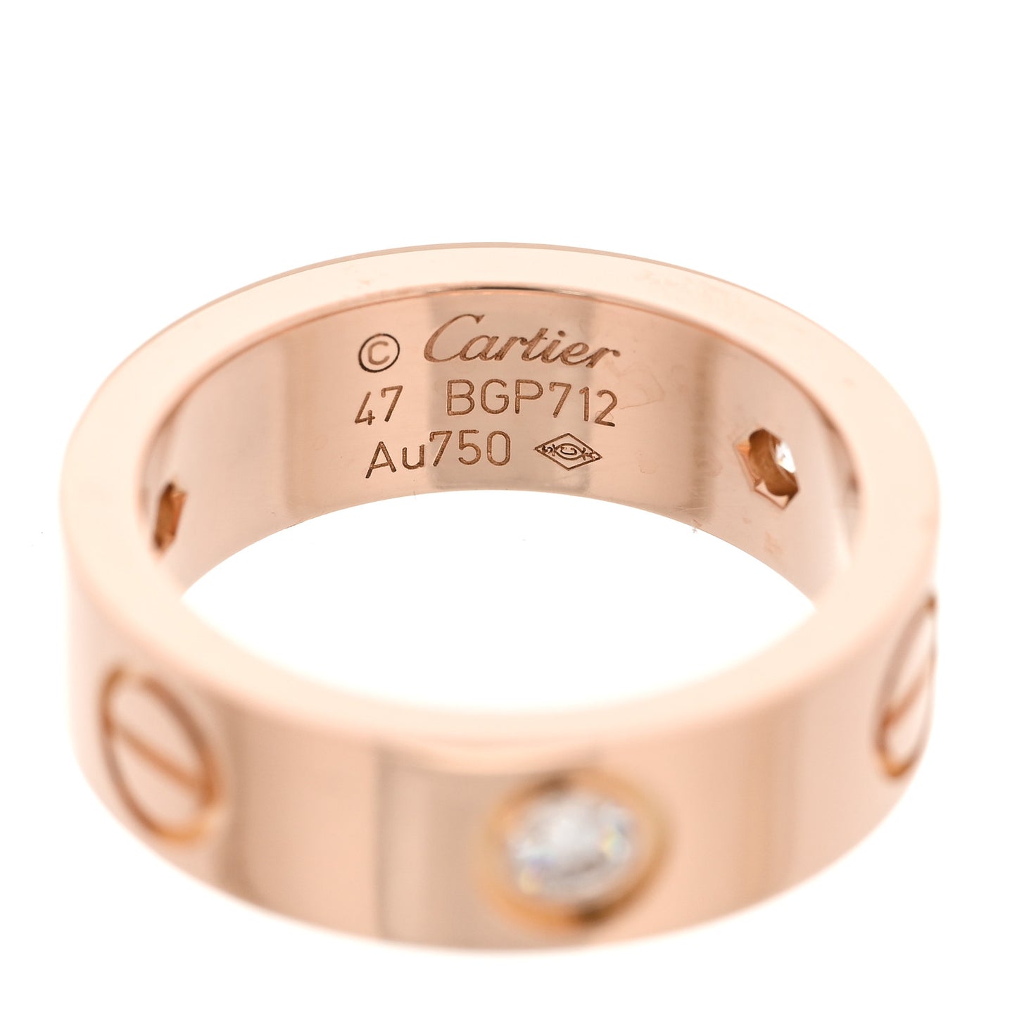 18K Pink Gold 3 Diamond 5.5mm LOVE Ring 47 4