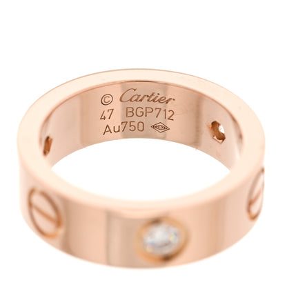 Cartier 18K Pink Gold 3 Diamond 5.5mm LOVE Ring 47 4 4 of 4