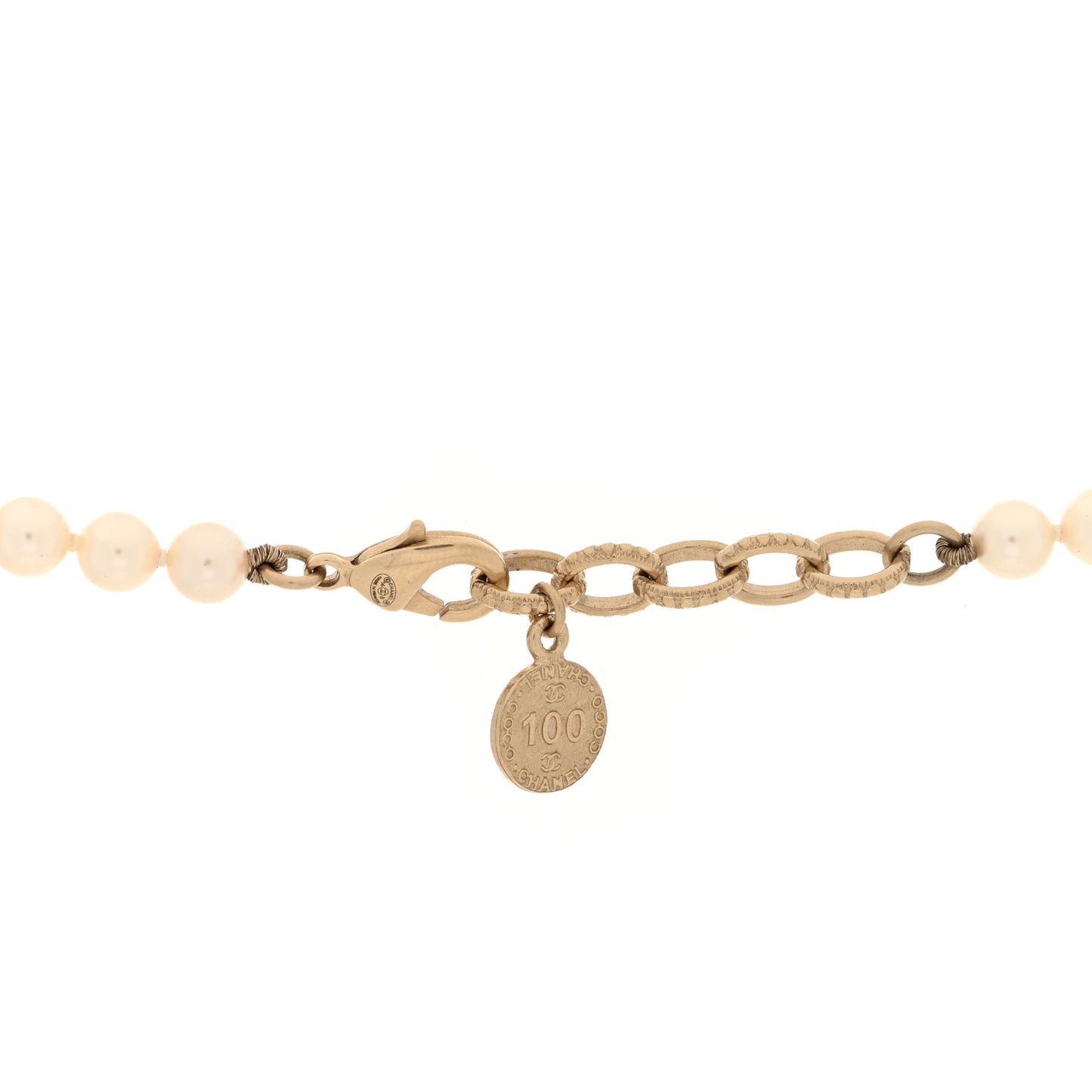 Graduated Pearl CC Short Necklace Gold