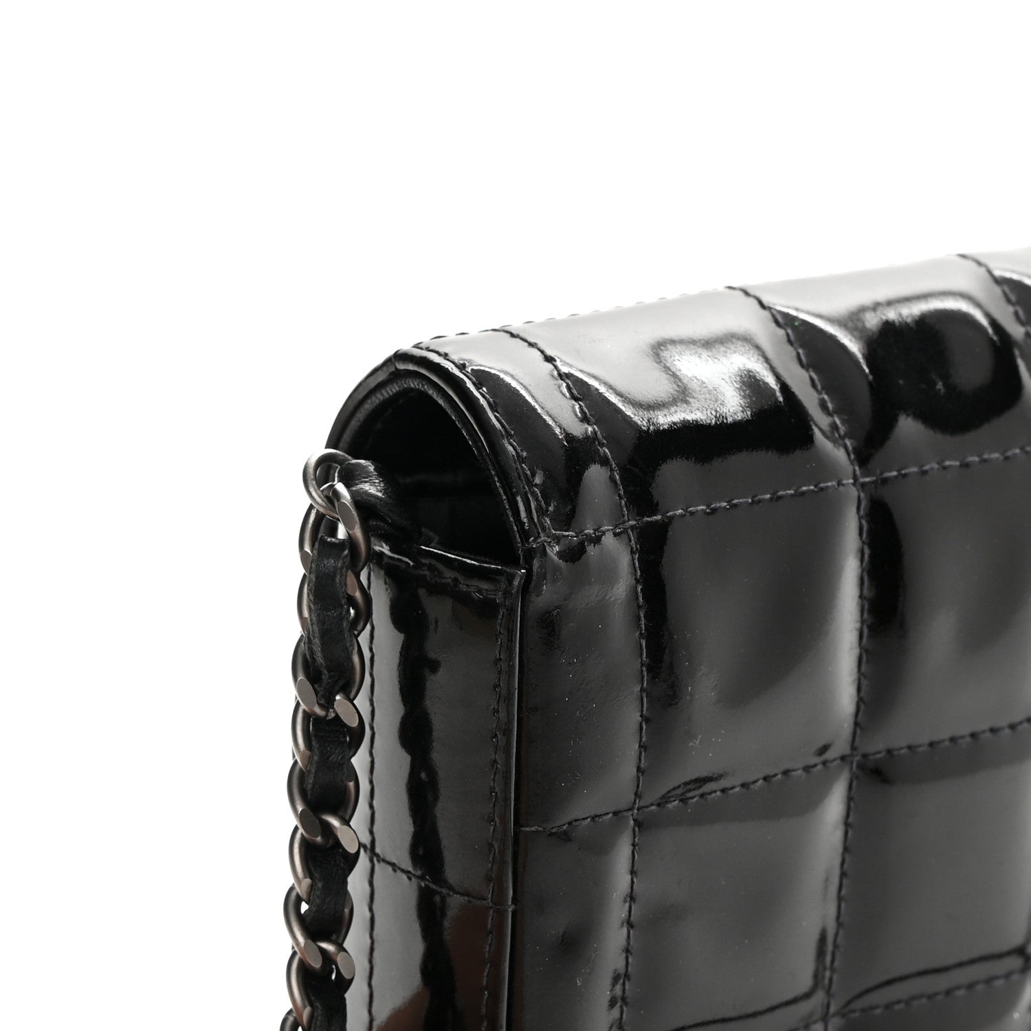 Chanel Patent Quilted East West Chocolate Bar Flap Black 13 of 14