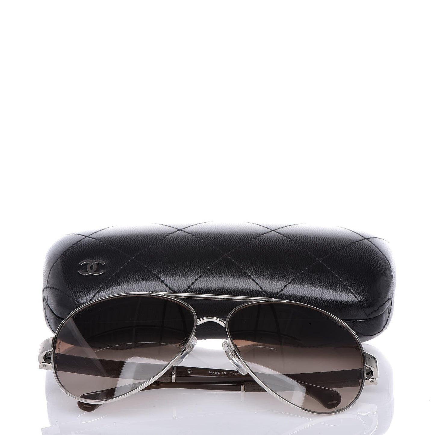 Lambskin Quilted CC Aviator Sunglasses 4195-Q Brown