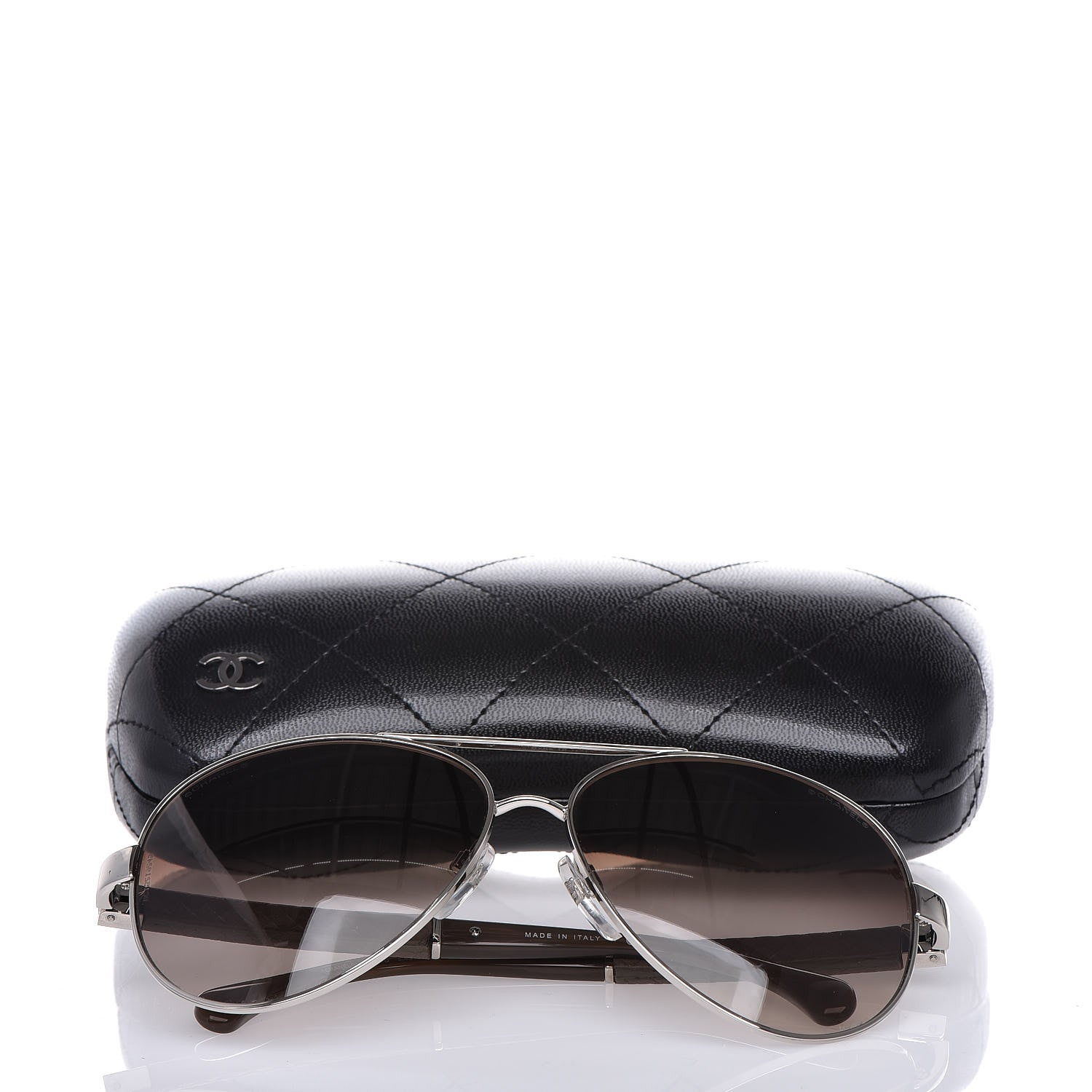 Chanel Lambskin Quilted CC Aviator Sunglasses 4195-Q Brown 9 of 9