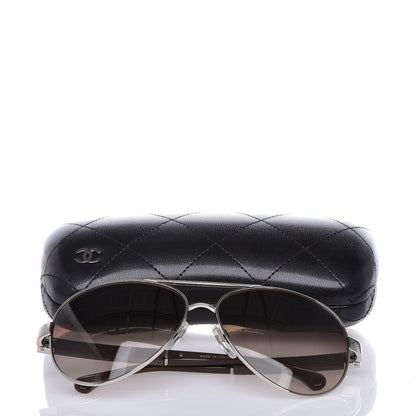 Chanel Lambskin Quilted CC Aviator Sunglasses 4195-Q Brown 9 of 9