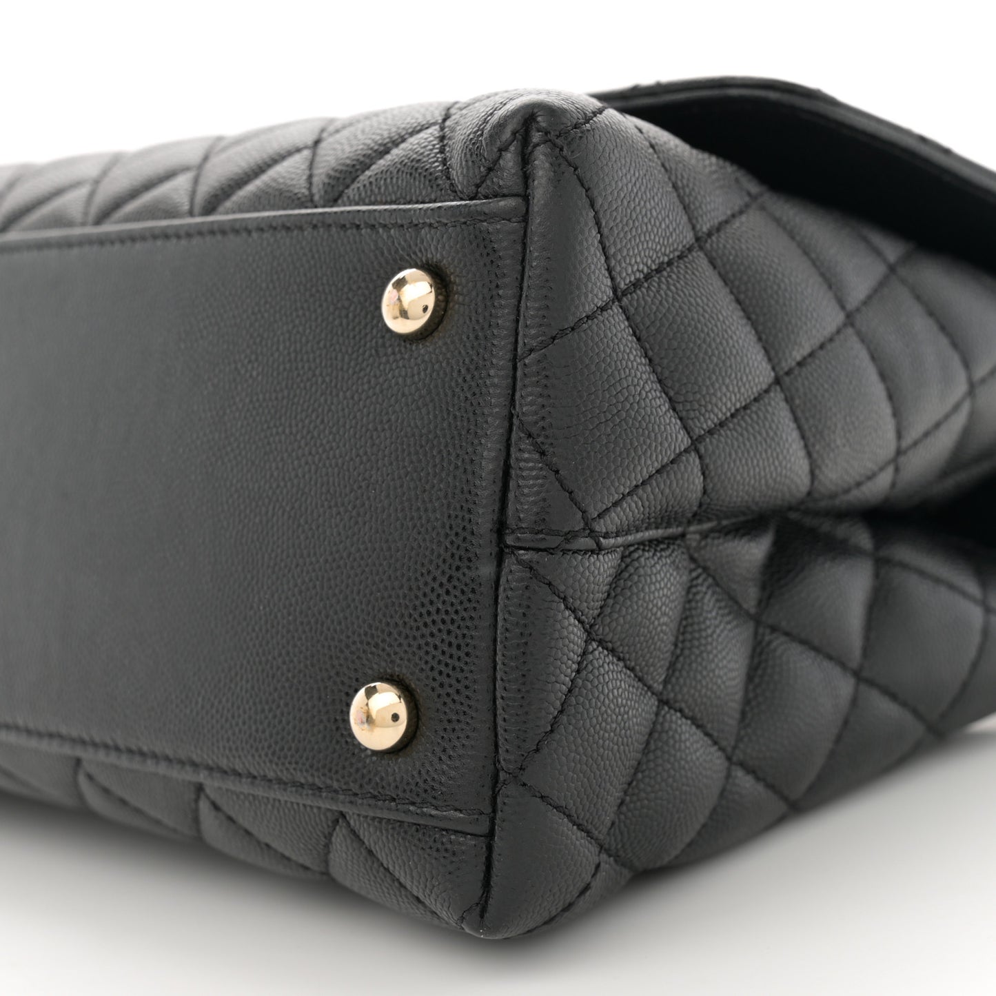 Caviar Quilted Small Coco Handle Flap Black