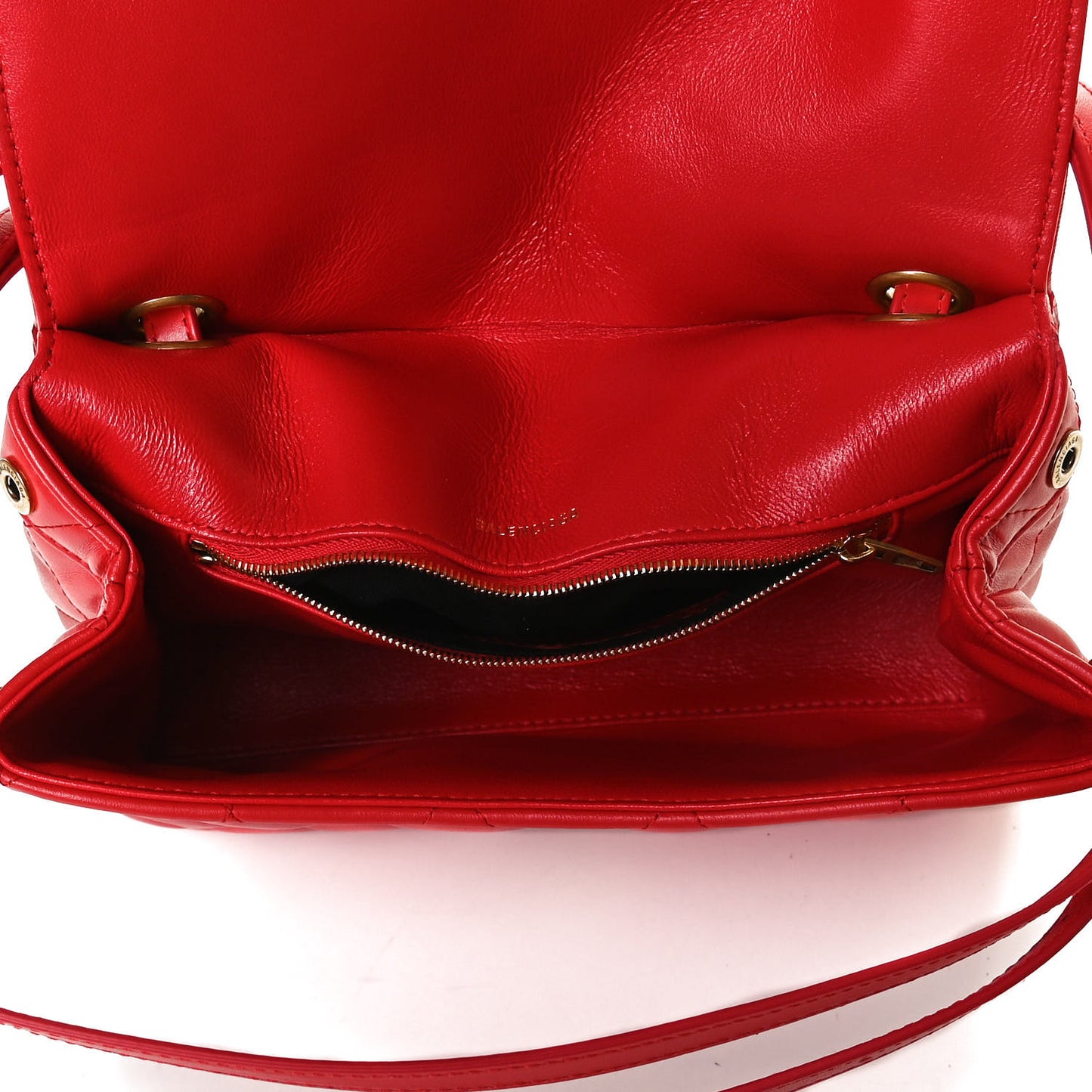 Nappa Calfskin Quilted Medium Touch B Shoulder Bag Bright Red
