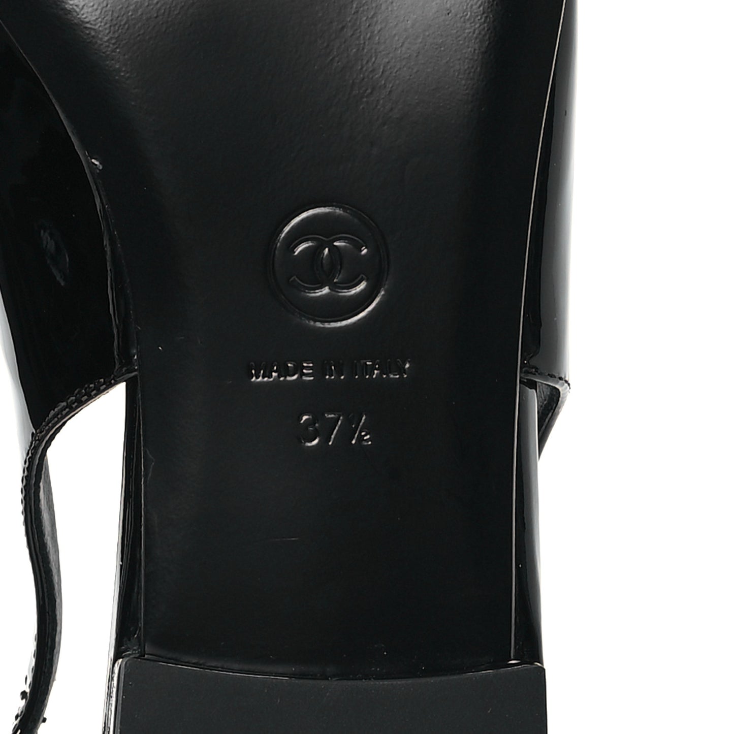 Patent Heart CC Slingback Flats 37.5 Black