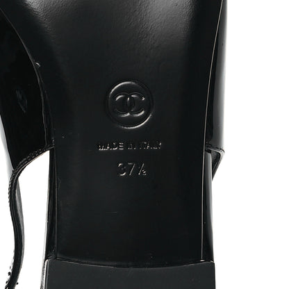 Chanel Patent Heart CC Slingback Flats 37.5 Black 7 of 9
