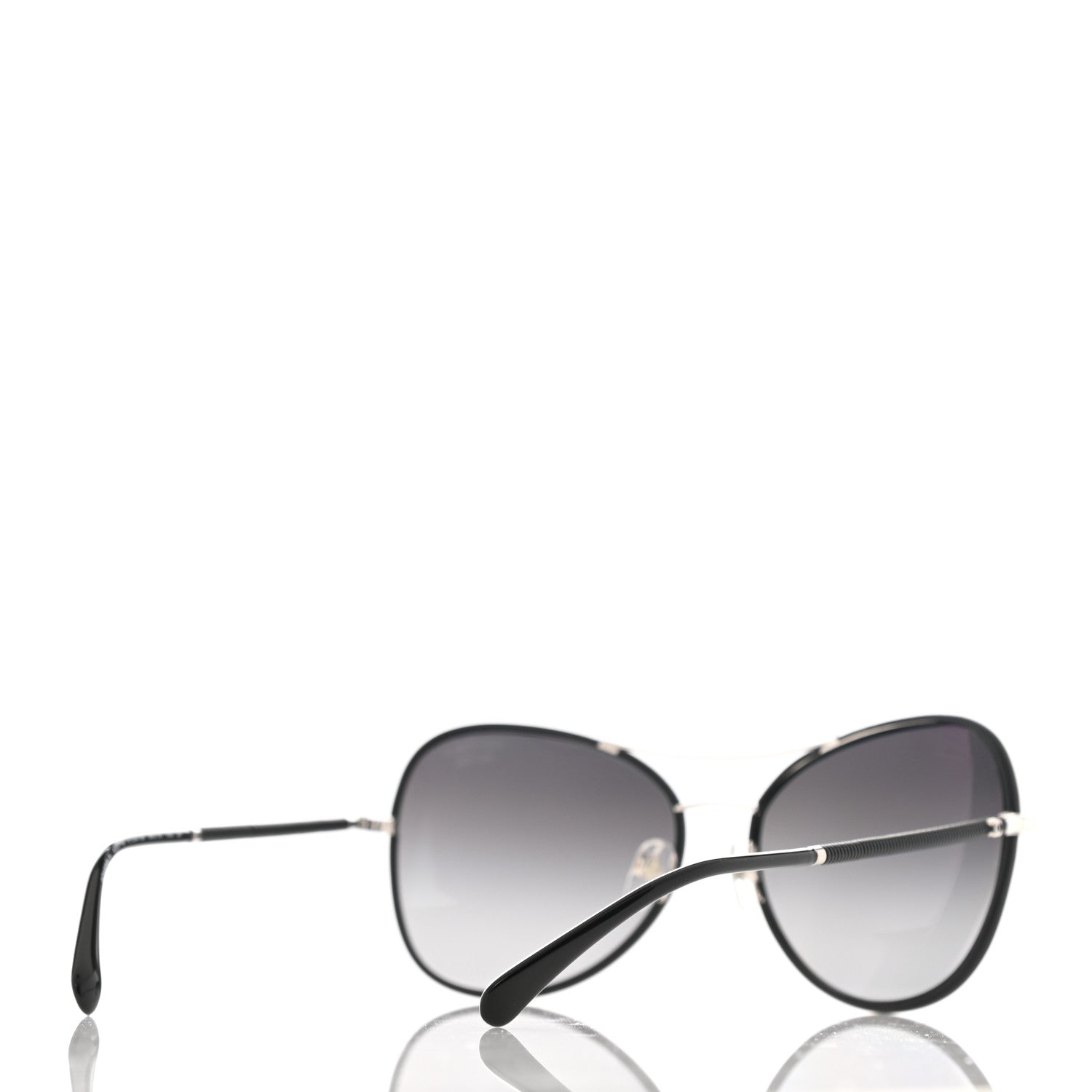 Chanel Metal Lambskin Polarized Pilot Fall Sunglasses 4227-Q Black 3 of 8