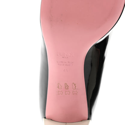 Fendi Patent Block Heel Pumps 41 Black 6 of 9
