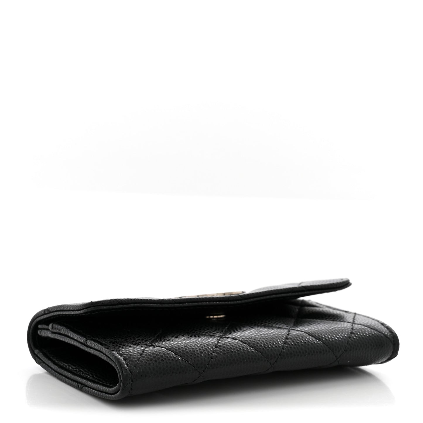 Caviar Quilted Coco Chanel Logo Flap Card Holder Black