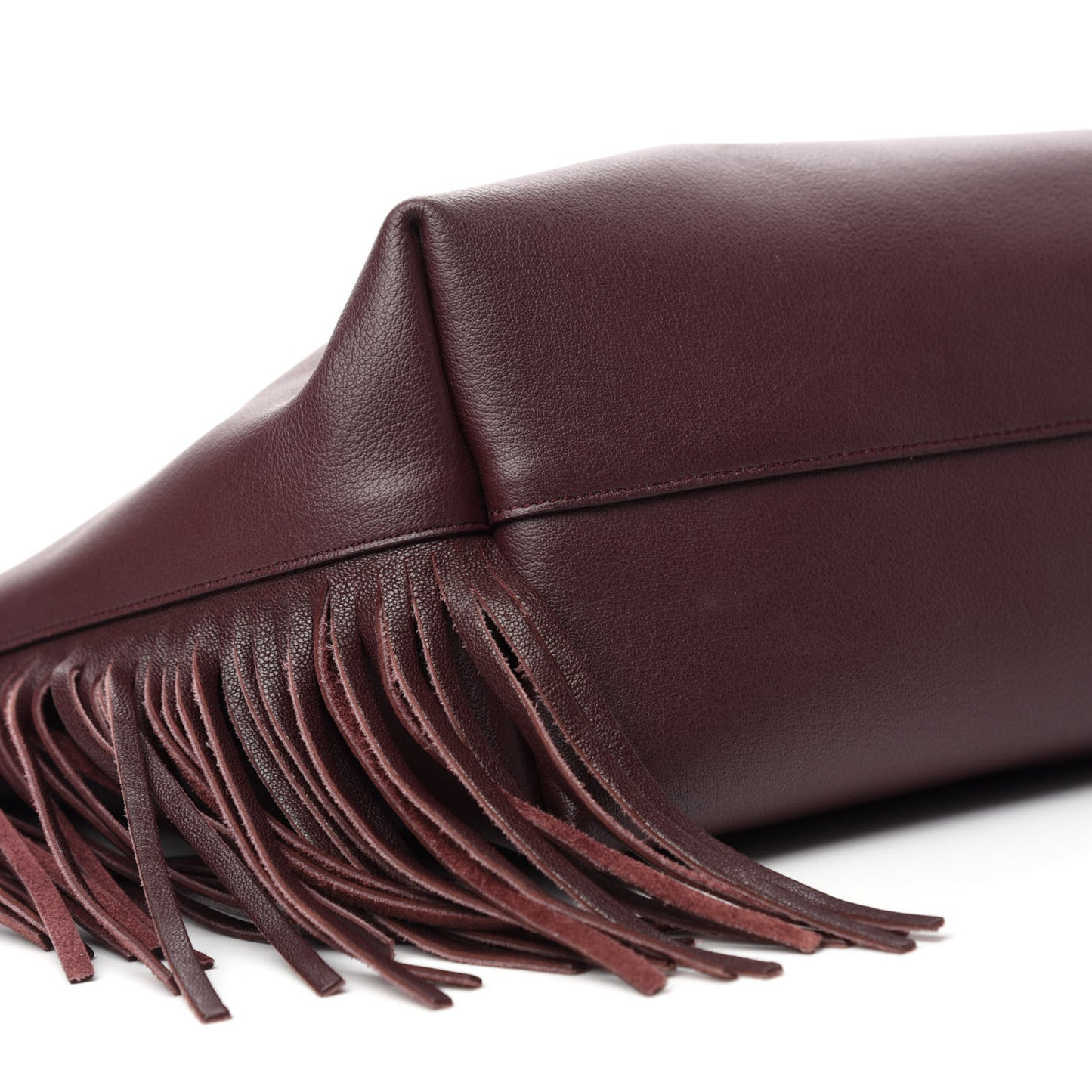 Calfskin Large Fringe Shopping Tote Amaranto