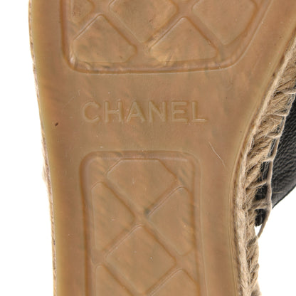 Chanel Calfskin CC Espadrille Mules 38 Black 9 of 10