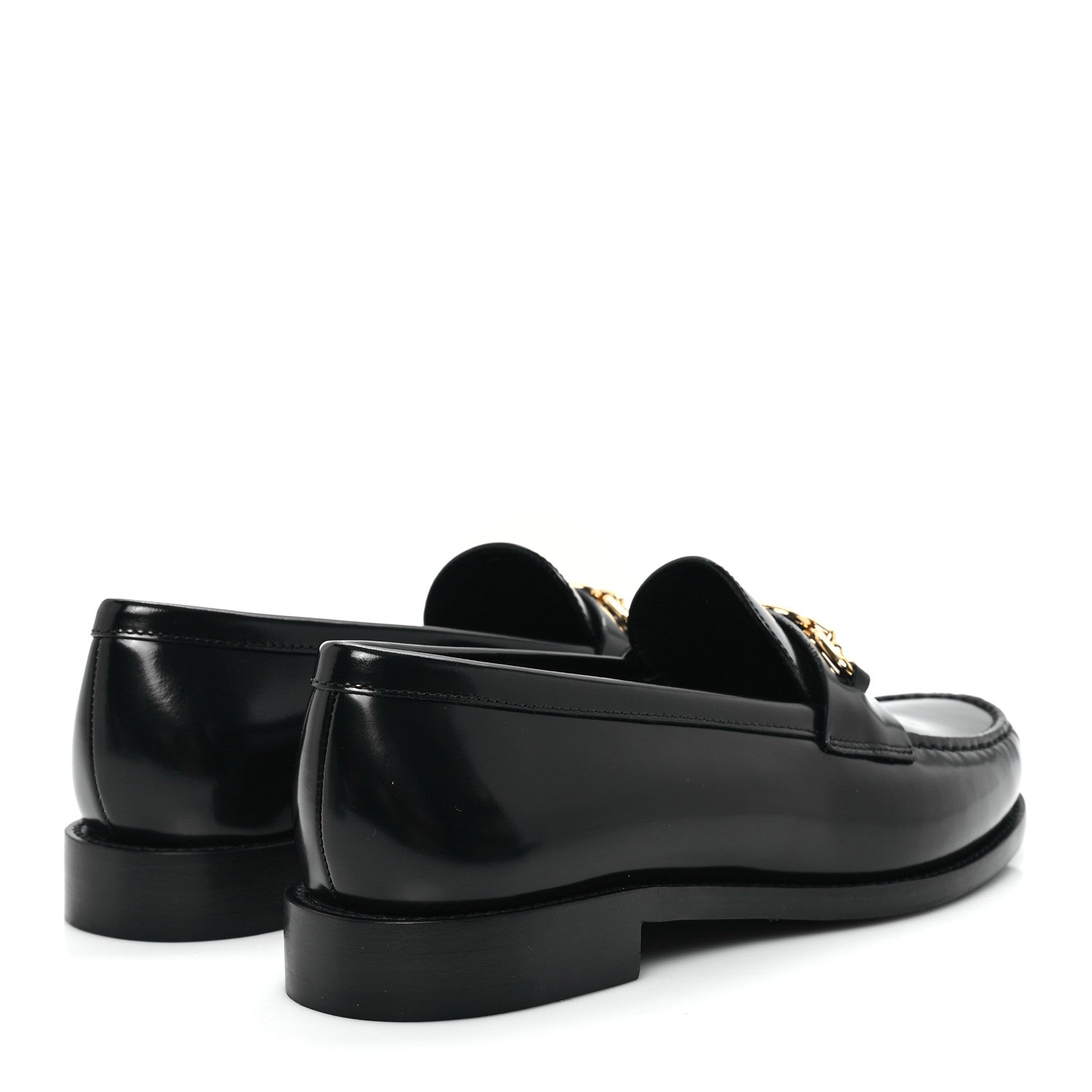 Louis Vuitton Glazed Calfskin Chess Flat Loafer 40 Black 5 of 9