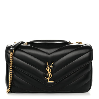 Saint Laurent Lambskin Chevron Quilted Medium Loulou Black 1 of 21