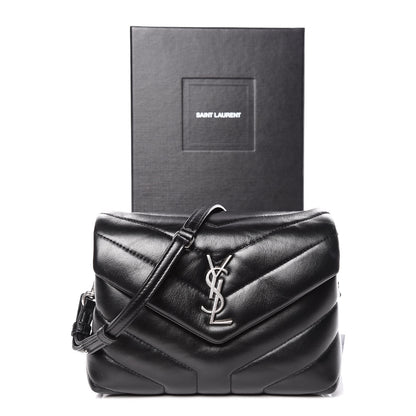 Saint Laurent Calfskin Y Quilted Monogram Toy Loulou Crossbody Bag Black 12 of 12