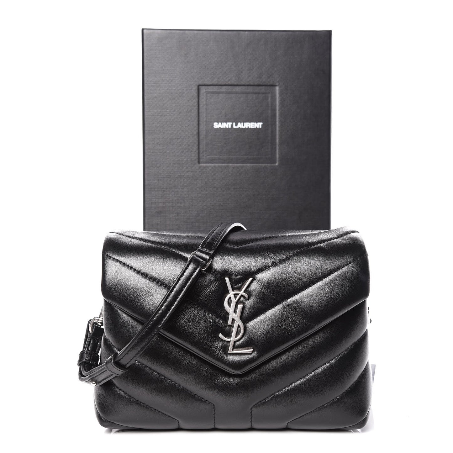 Calfskin Y Quilted Monogram Toy Loulou Crossbody Bag Black