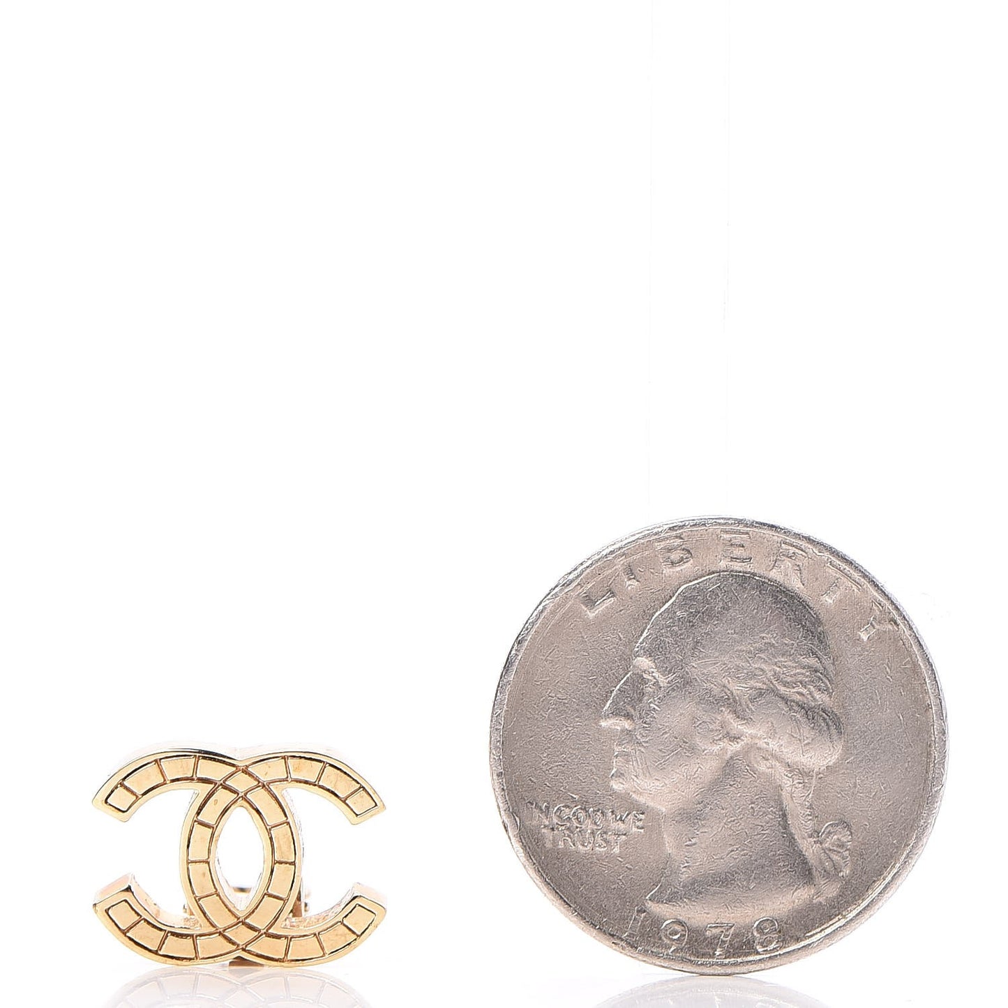 Quilted CC Clip On Earrings Gold