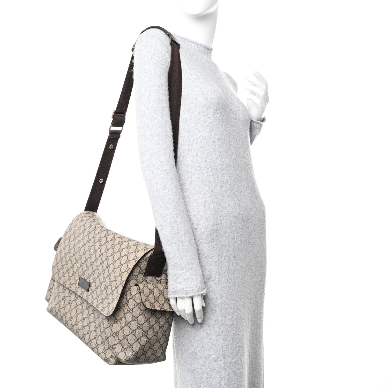 Gucci GG Plus Monogram Messenger Diaper Bag Dark Brown 2 of 13