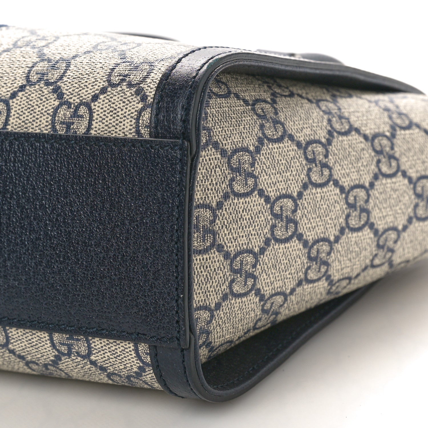 Gucci GG Supreme Monogram Textured Dollar Calfskin Web Small Ophidia Tote Bag Beige Blue 10 of 10