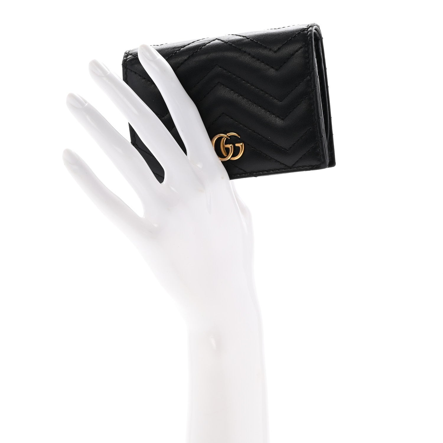 Gucci Calfskin Matelasse GG Marmont Card Case Wallet Black 2 of 14