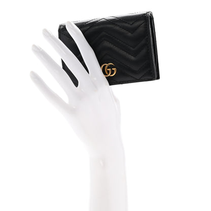 Gucci Calfskin Matelasse GG Marmont Card Case Wallet Black 2 of 14