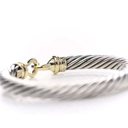 David Yurman Sterling Silver 14K Yellow Gold 7mm Cable Classic Buckle Bracelet 4 of 4