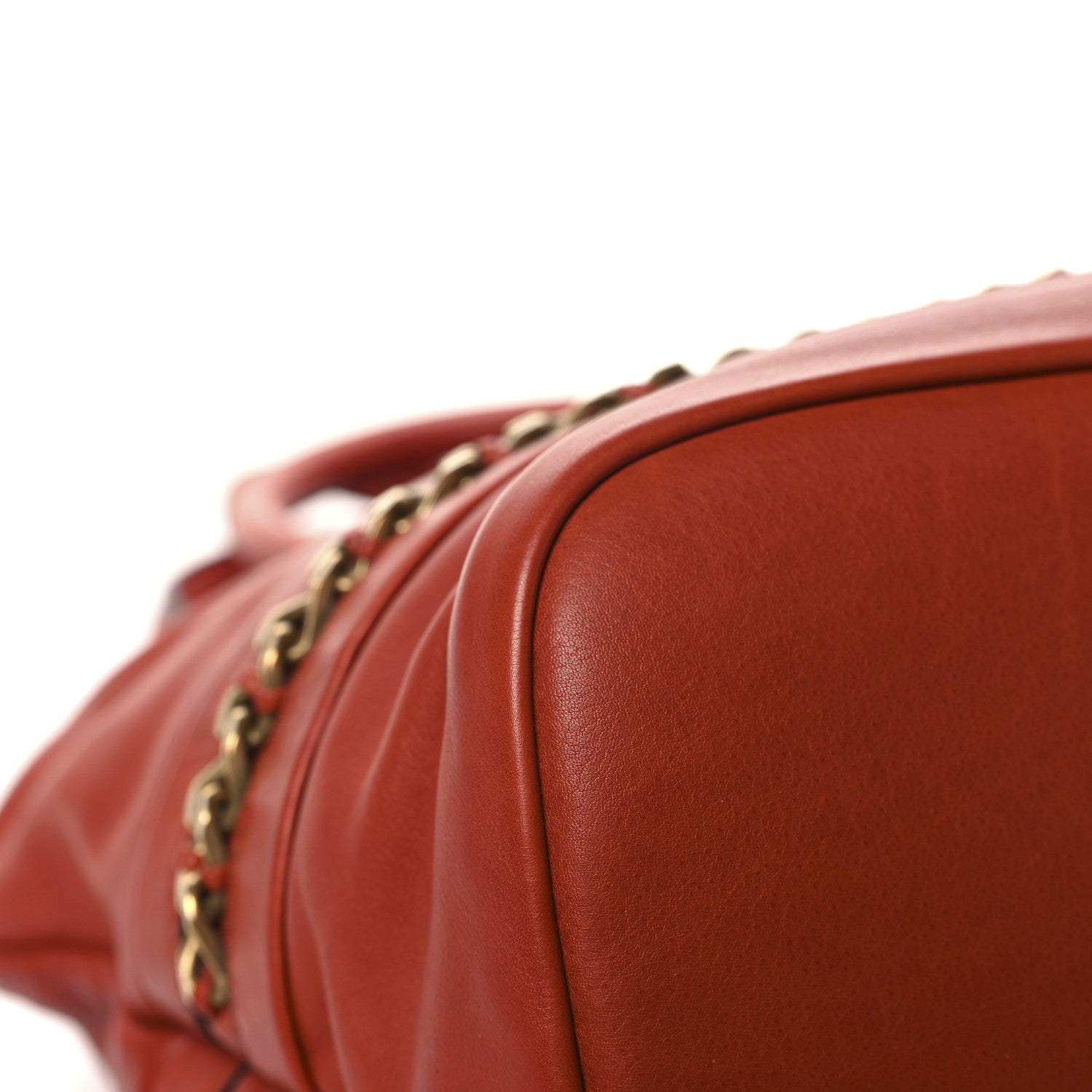 Chloe Calfskin Kira Convertible Bowler Bag Brick Red 10 of 11