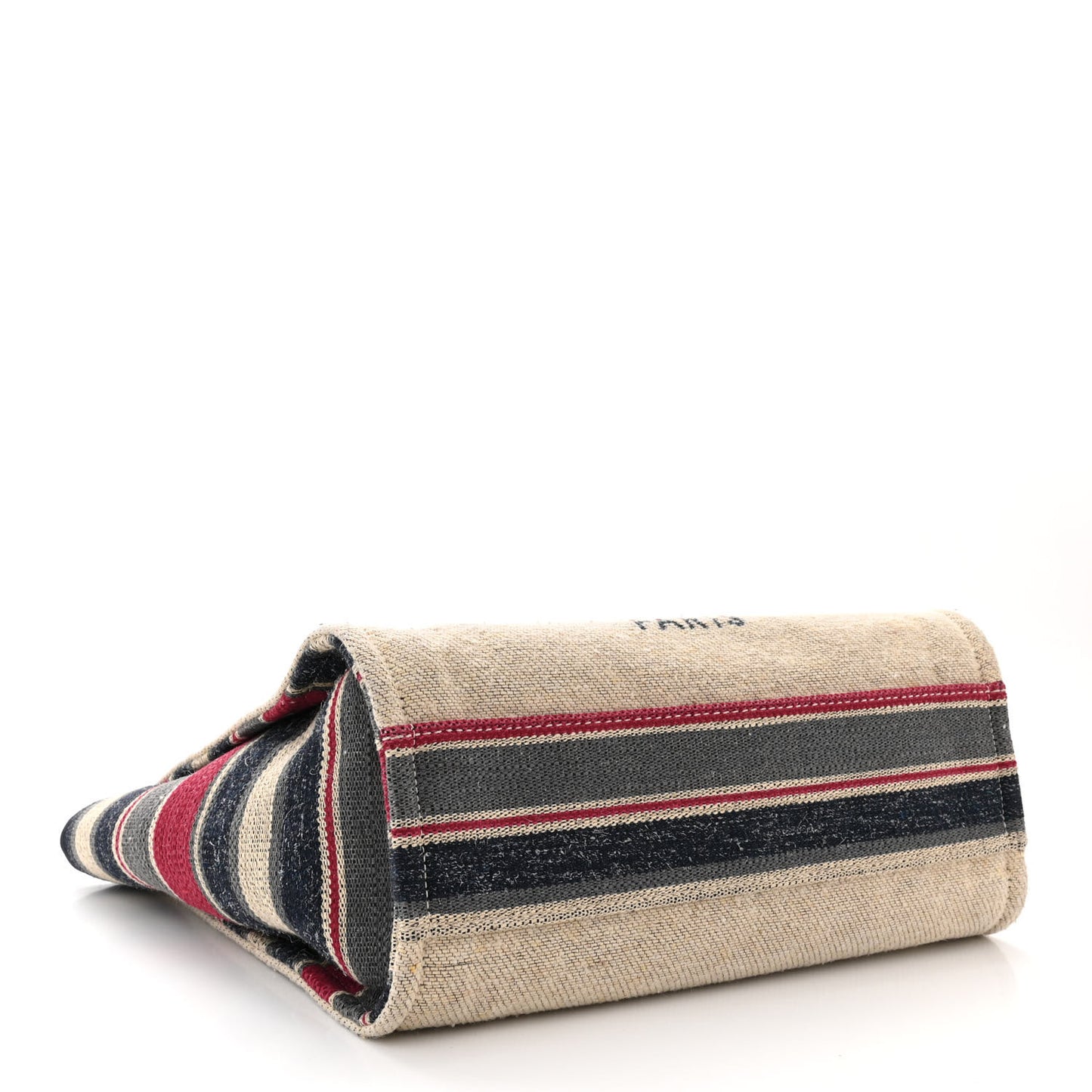 Striped Canvas Small Deauville Tote Beige