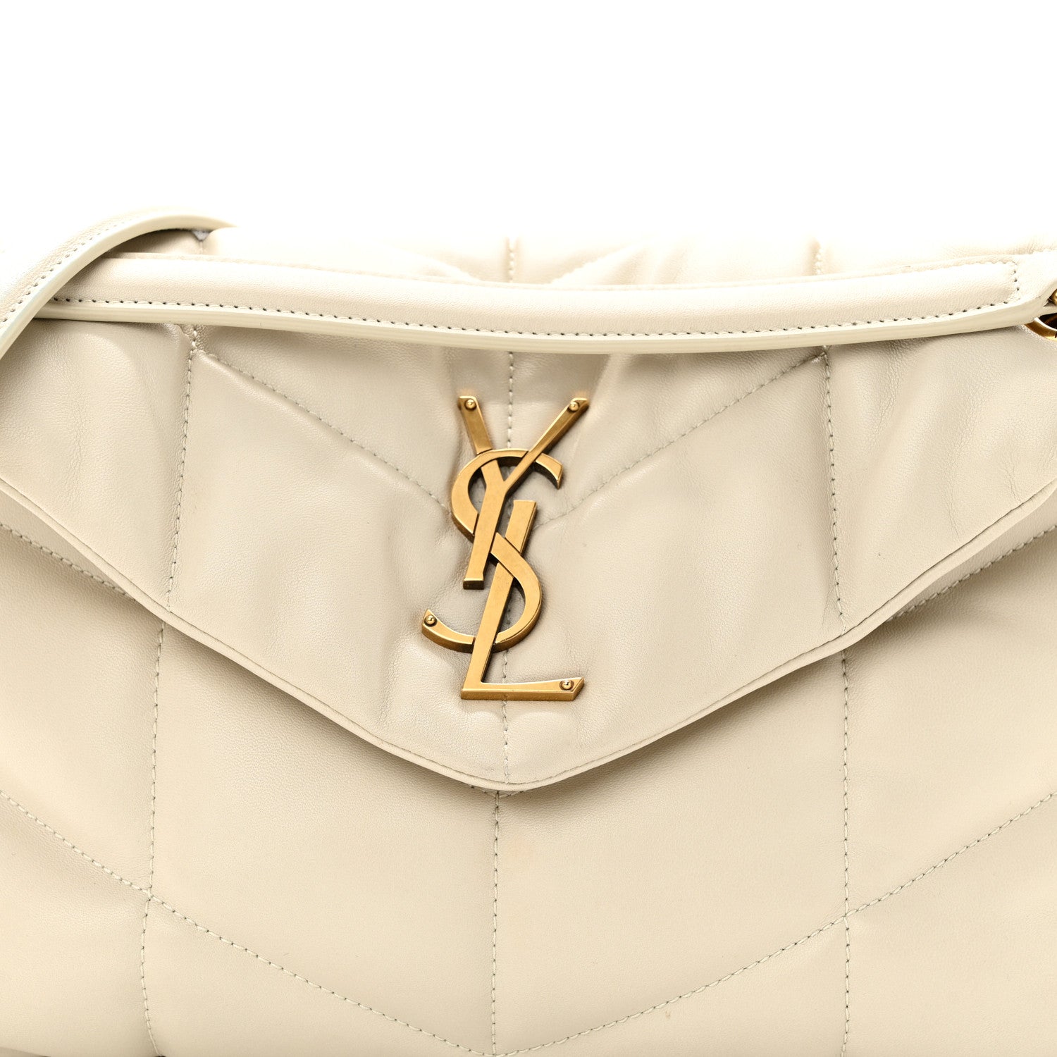 Saint Laurent Lambskin Quilted Small Loulou Puffer Monogram Chain Satchel Crema Soft 8 of 10