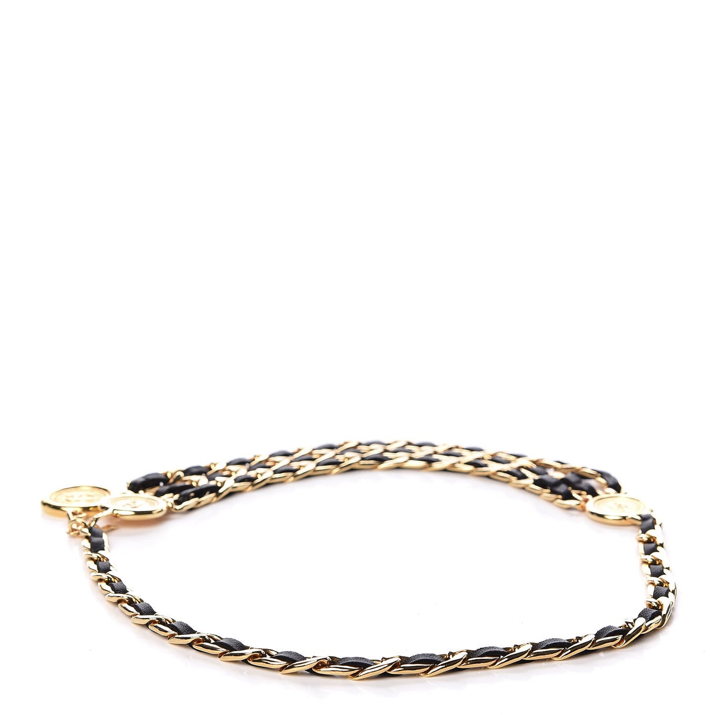 Lambskin Triple Chain Link CC Belt Gold