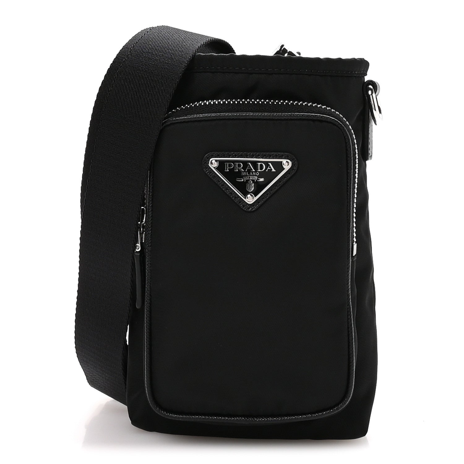 Prada Tessuto Nylon Saffiano Phone Case Crossbody Black 1 of 10
