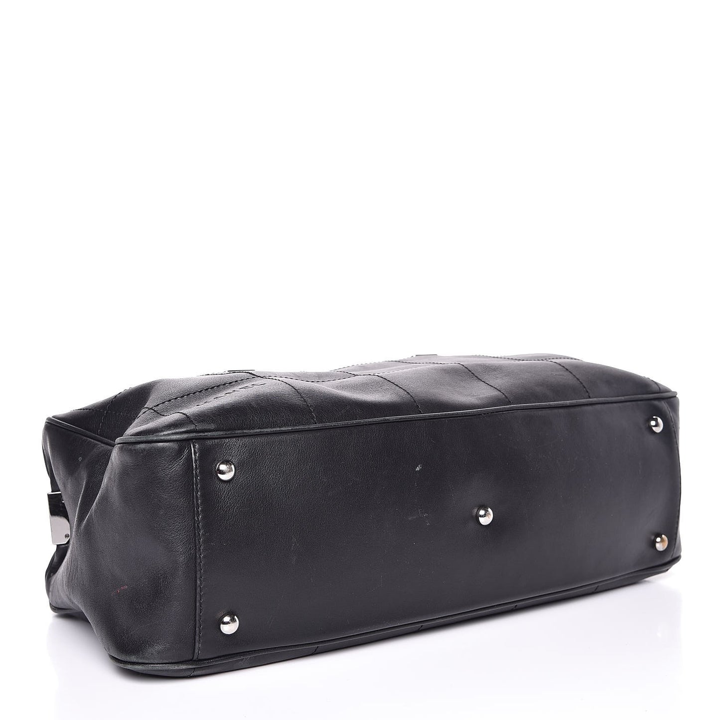 Calfskin Square Stitched Tote Black