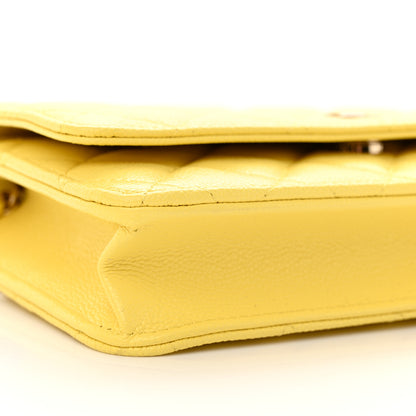 Chanel Caviar Quilted Wallet on Chain WOC Yellow 10 of 13