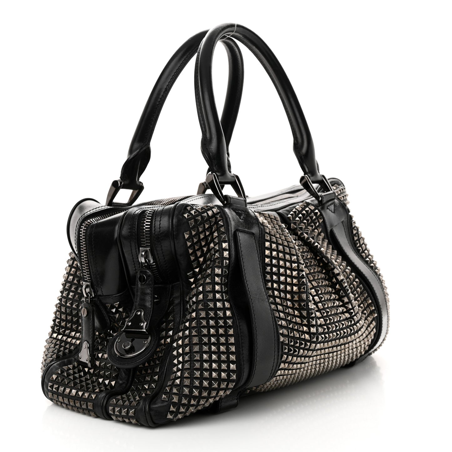 Prorsum Calfskin Studded Knight Satchel Black