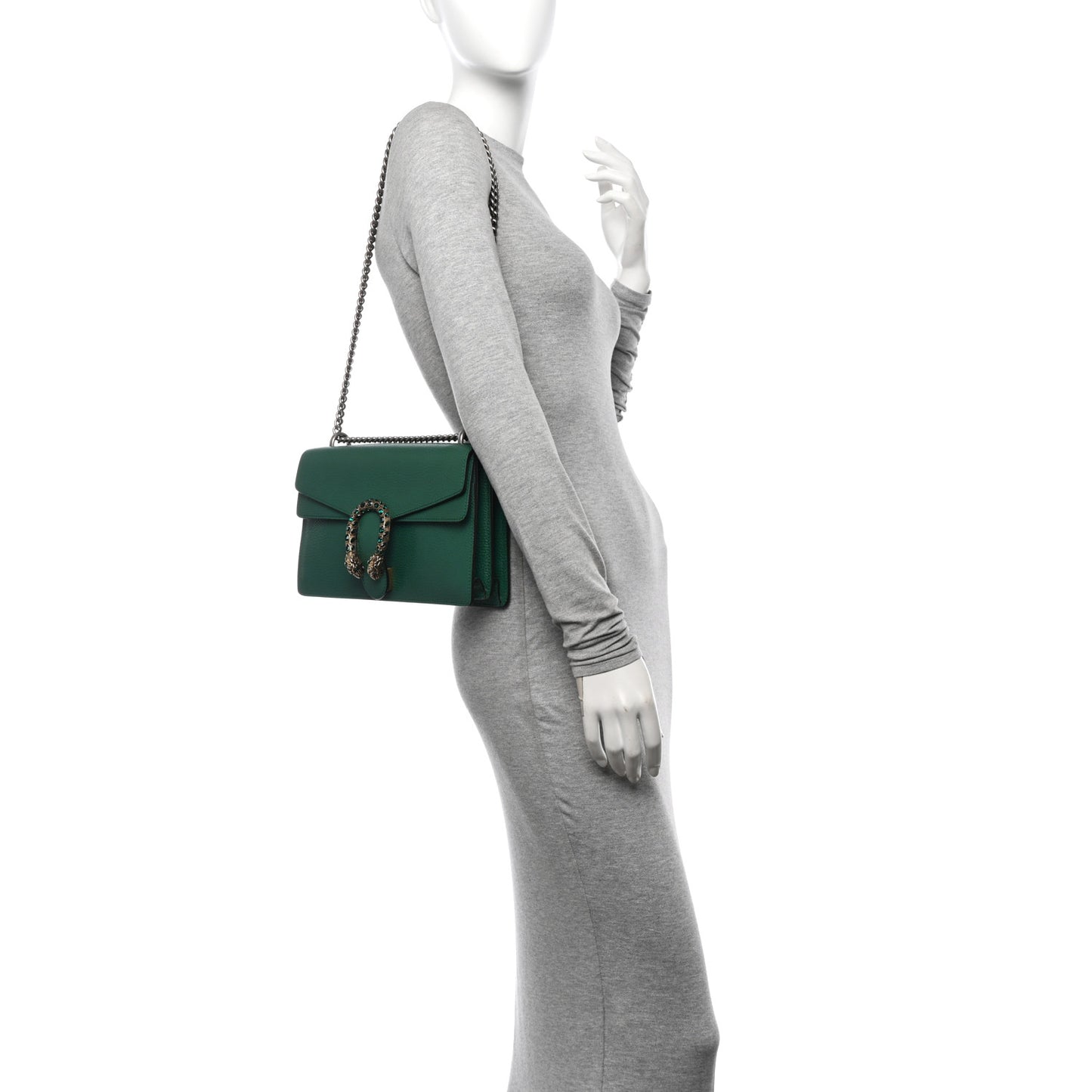 Pebbled Calfskin Small Dionysus Shoulder Bag Emerald