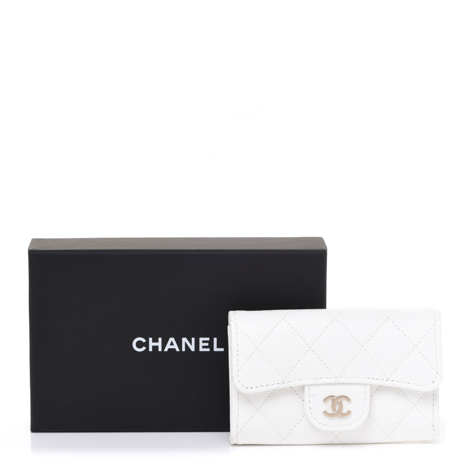 Chanel Caviar Quilted Flap Card Holder Wallet White 9 of 9