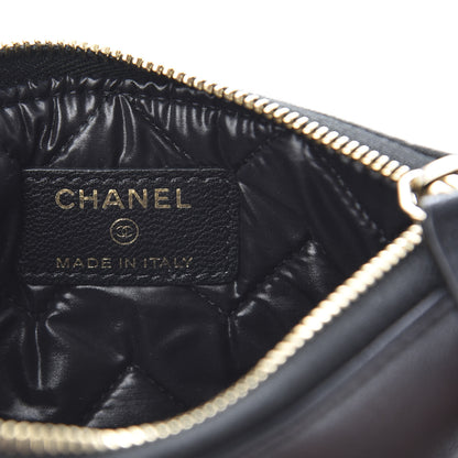 Chanel Sheepskin Chevron Quilted Small Vintage Mademoiselle Cosmetic Case Black 6 of 8