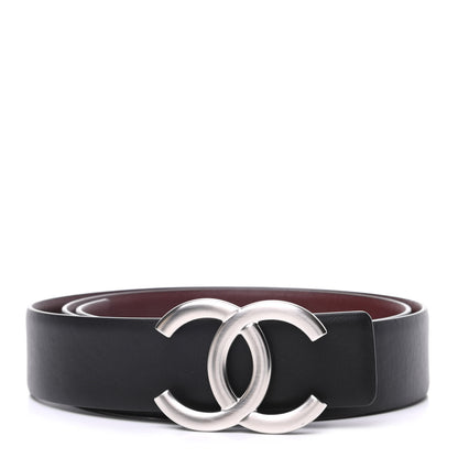Chanel Calfskin CC Reversible Belt 80 32 Black Burgundy 1 of 6
