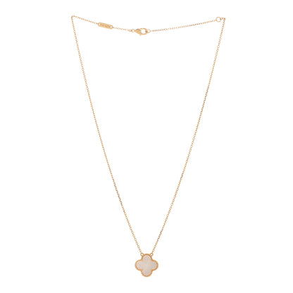Van Cleef & Arpels 18K Yellow Gold Mother of Pearl Vintage Alhambra Pendant Necklace 2 of 4