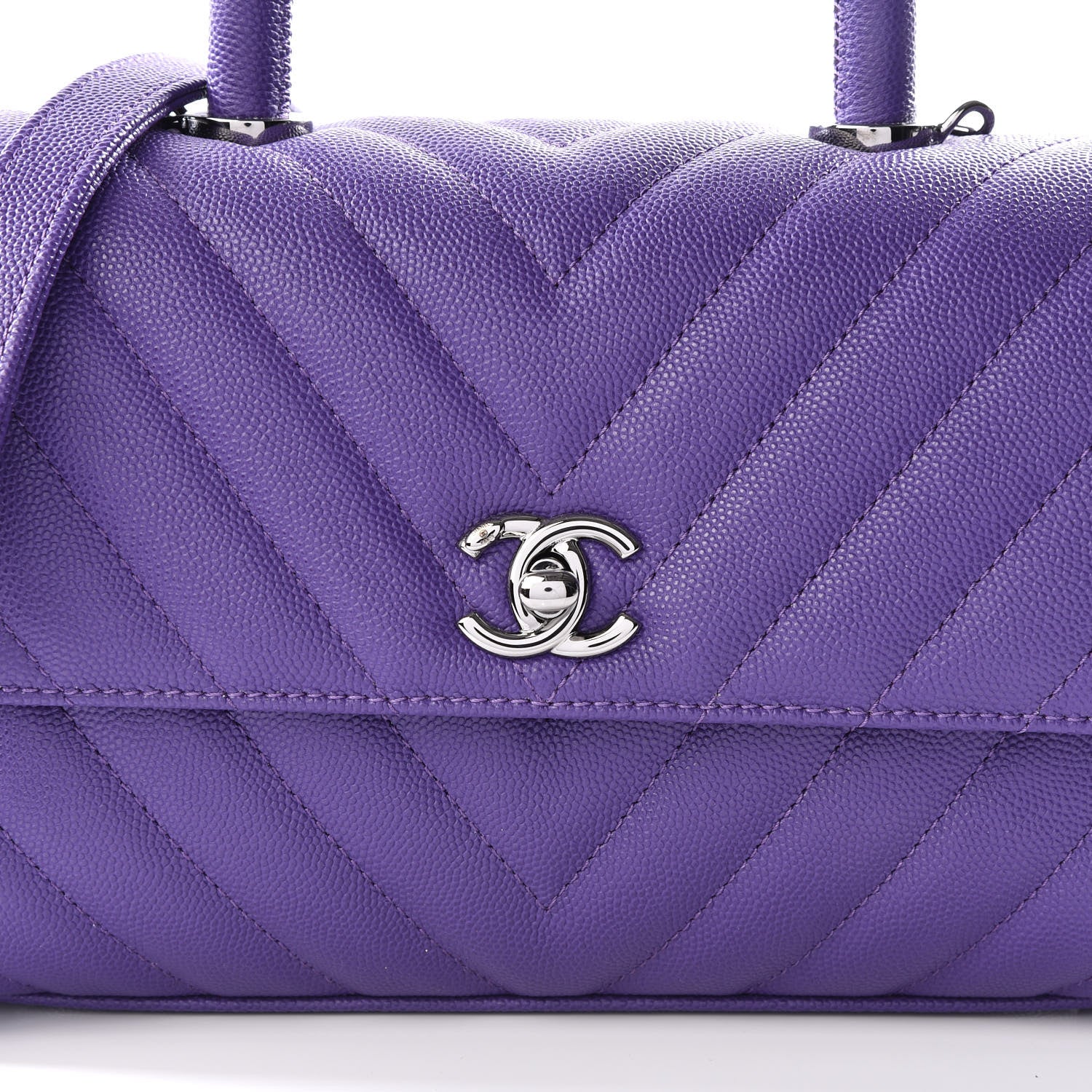 Chanel Caviar Chevron Quilted Mini Coco Handle Flap Purple 10 of 11