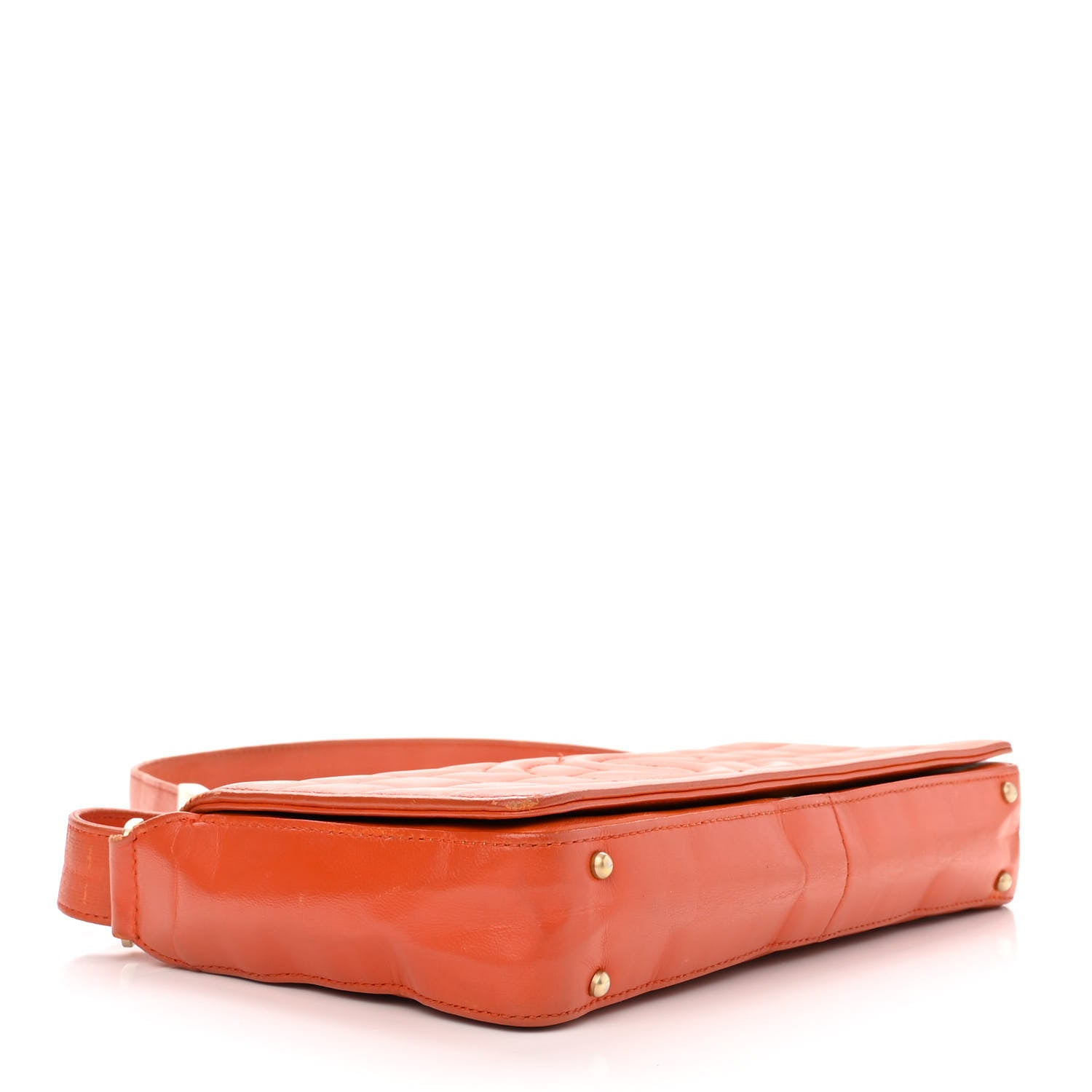 Chanel Lambskin Quilted CC Chocolate Bar Flap Orange 4 of 16